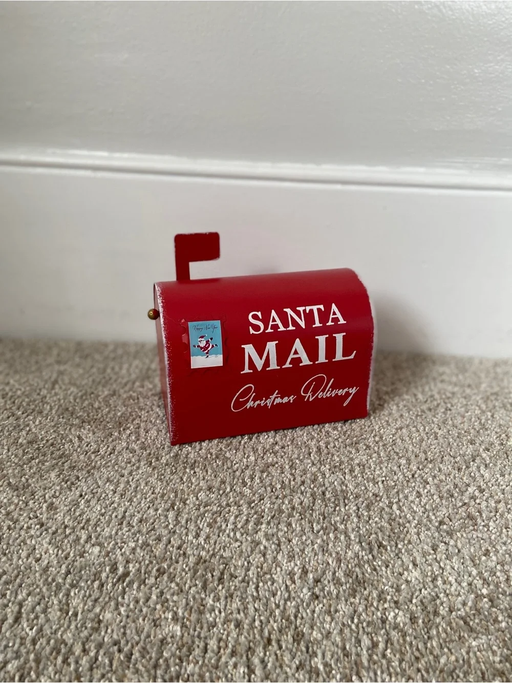 NWOT Ashland Santa Mail Christmas Delivery Mailbox Tabletop Decor Red Tin